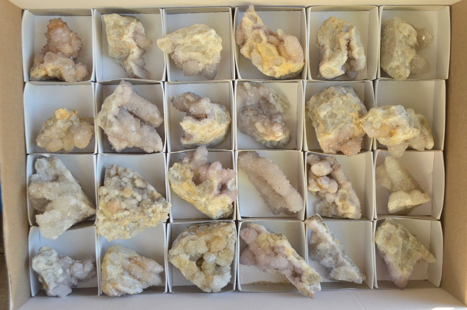 Natural Pale Lilac Spirit Quartz Clusters x 24 From Boekenhouthoek, South Africa - TopRock