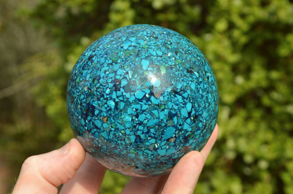 Polished Chrysocolla Conglomerate Sphere With Azurite & Malachite x 1 From Congo - TopRock