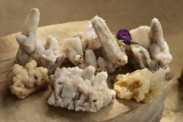 Natural Rare Stalagmite Drusy Coated Dog Tooth Calcite Pseudomorph Clusters  x 6 From Alberts Mountain, Lesotho - TopRock