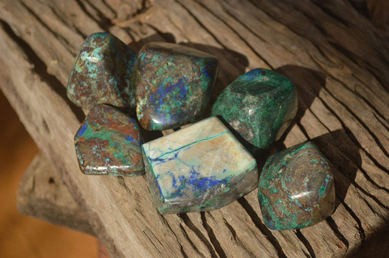 Polished  Blue Shattuckite Free Forms x 6 From Kaokoveld, Namibia - Toprock Gemstones and Minerals 