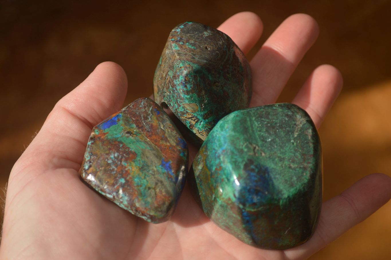 Polished  Blue Shattuckite Free Forms x 6 From Kaokoveld, Namibia - Toprock Gemstones and Minerals 