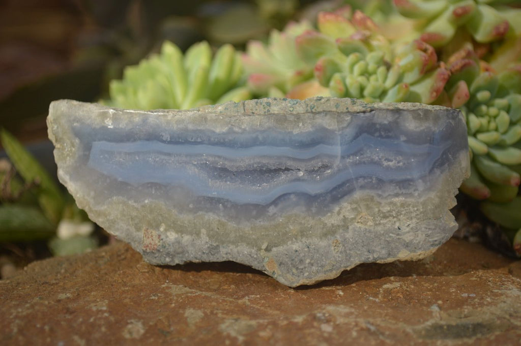 Polished One Side Blue Lace Agate Specimens x 6 From Nsanje, Malawi - Toprock Gemstones and Minerals 