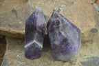 Polished Chevron Amethyst Points  x 2 From Zambia - Toprock Gemstones and Minerals 