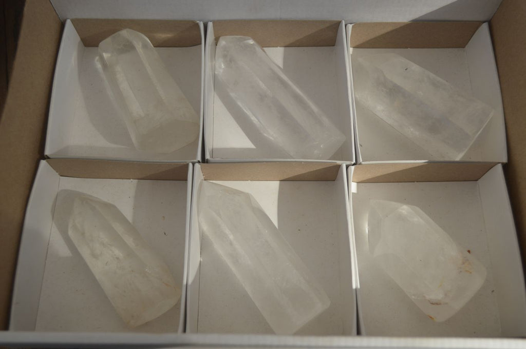 Polished Clear Quartz Crystal Points  x 6 From Madagascar - Toprock Gemstones and Minerals 