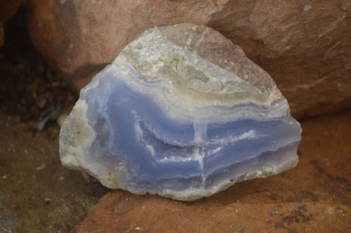 Polished One Side Blue Lace Agate Specimens x 6 From Nsanje, Malawi - Toprock Gemstones and Minerals 