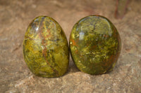 Polished  Green Opal Standing Free Forms x 6 From Madagascar