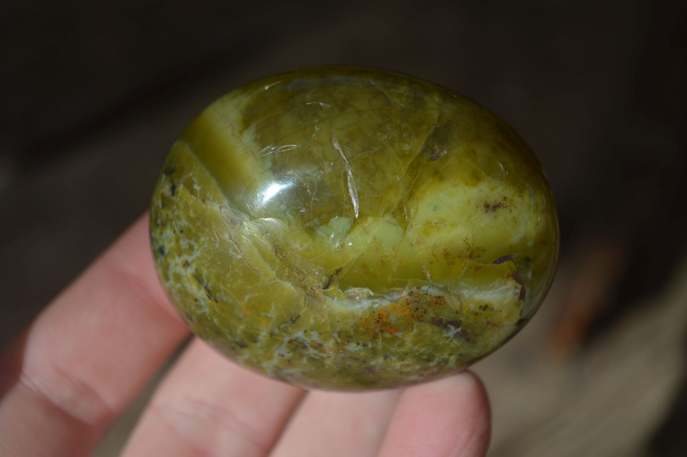 Polished Green Opal Galet / Palm Stones x 12 From Antsirabe, Madagascar - Toprock Gemstones and Minerals 