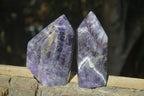 Polished Chevron Amethyst Points  x 2 From Zambia - Toprock Gemstones and Minerals 