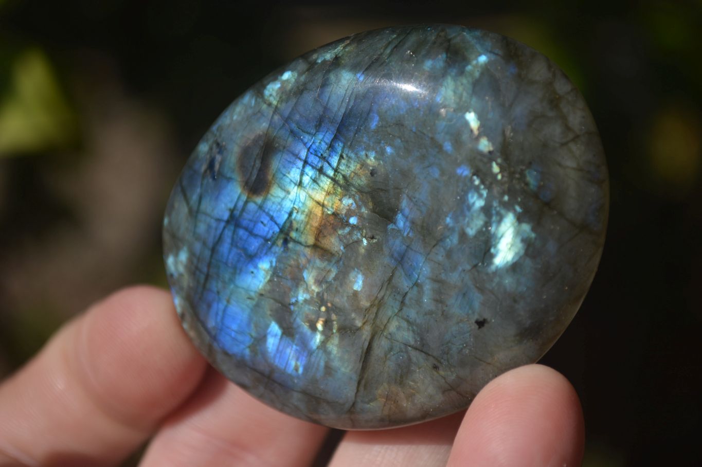 Polished  Flashy Labradorite Palm Stones  x 12 From Tulear, Madagascar - Toprock Gemstones and Minerals 