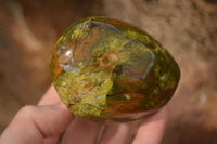 Polished  Green Opal Standing Free Forms x 6 From Madagascar