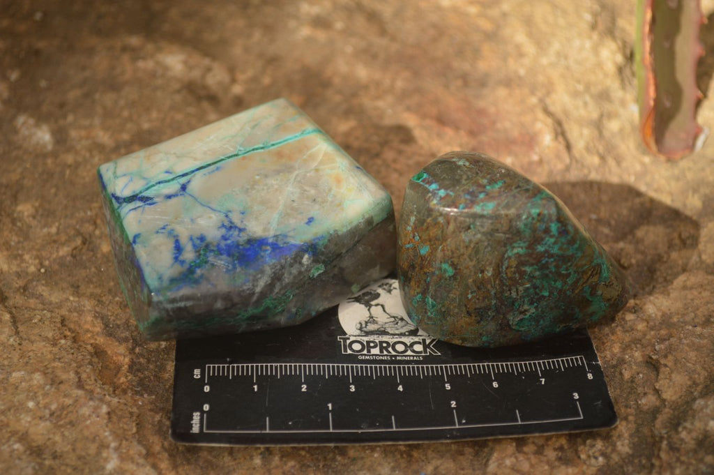 Polished  Blue Shattuckite Free Forms x 6 From Kaokoveld, Namibia - Toprock Gemstones and Minerals 