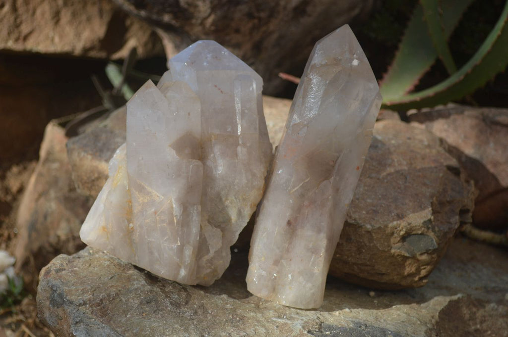 Natural Semi Polished Quartz Crystals x 2 From Angola - Toprock Gemstones and Minerals 