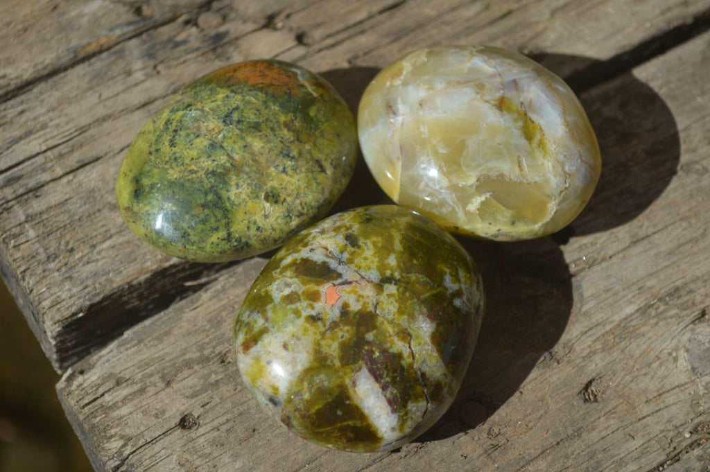 Polished Green Opal Galet / Palm Stones x 12 From Antsirabe, Madagascar - Toprock Gemstones and Minerals 