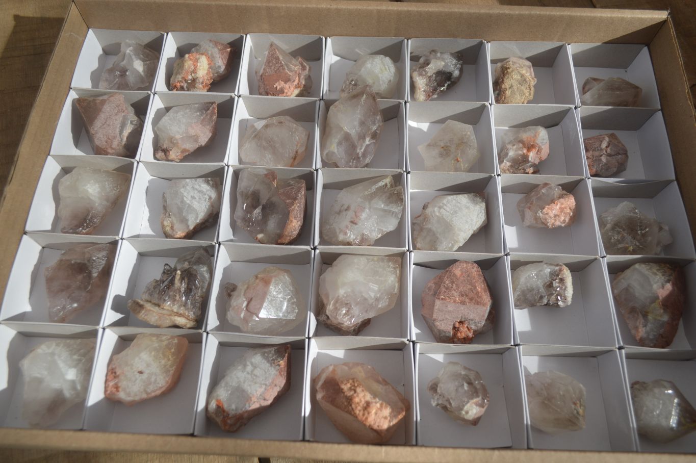 Natural Smokey Hematoid Quartz Crystals  x 35 From Madagascar - Toprock Gemstones and Minerals 