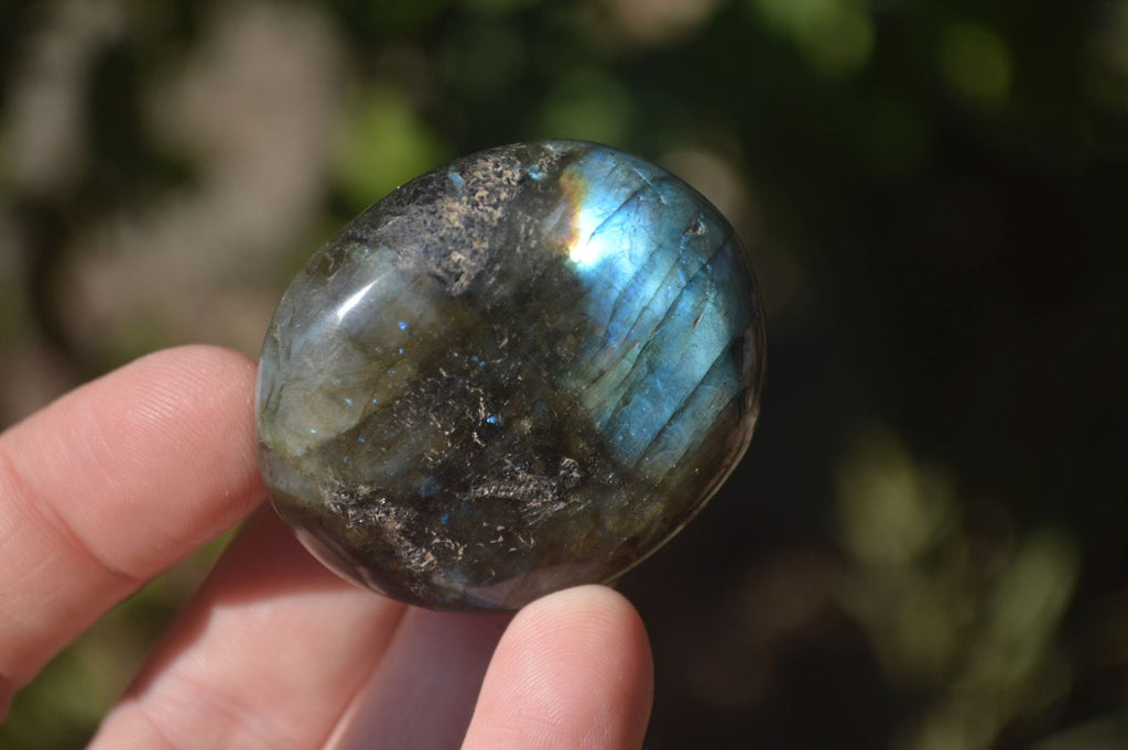 Polished  Flashy Labradorite Palm Stones  x 12 From Tulear, Madagascar - Toprock Gemstones and Minerals 