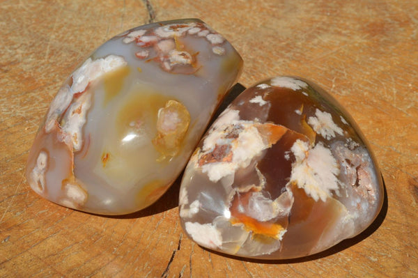 Polished Stunning Coral Flower Agate Standing Free Forms x 2 From Antsahalova, Madagascar - TopRock