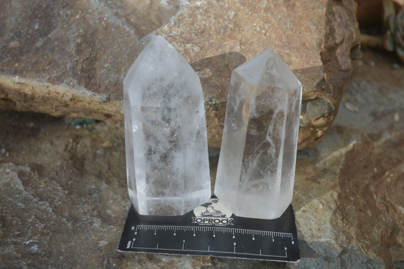 Polished Clear Quartz Crystal Points  x 6 From Madagascar - Toprock Gemstones and Minerals 