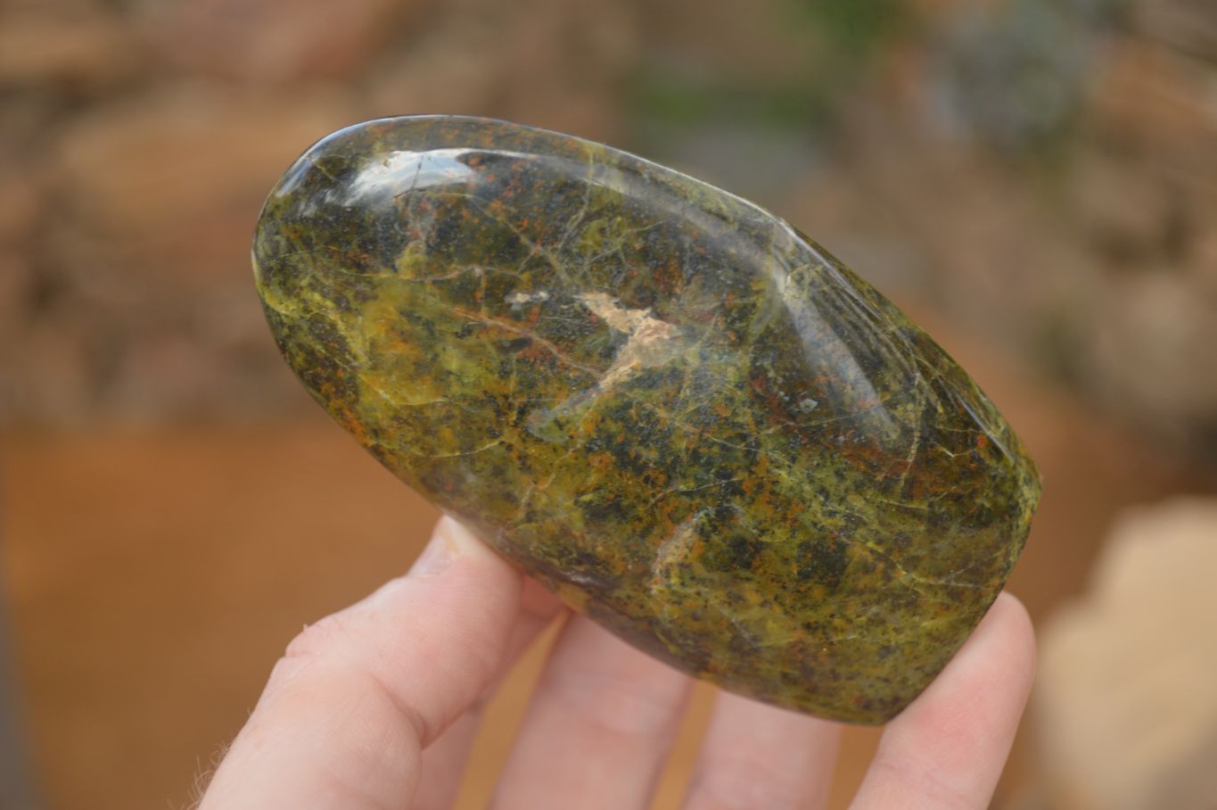 Polished  Green Opal Standing Free Forms x 6 From Madagascar - Toprock Gemstones and Minerals 
