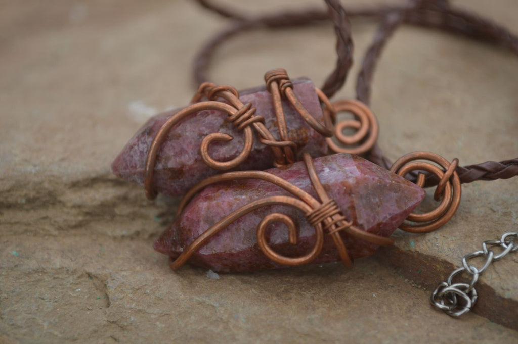 Polished Mixed Copper Wire Wrapped Jewellery Pendants x 6 From Congo - Toprock Gemstones and Minerals 