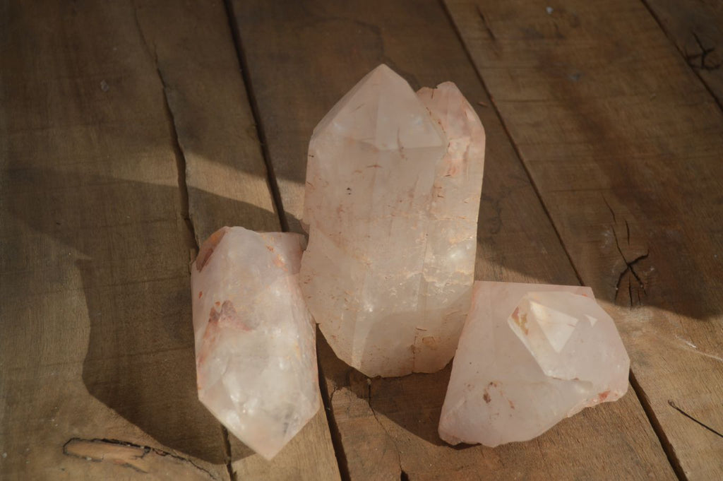 Natural Clear Rainbow Veil Quartz Crystals x 3 From Mpika, Zambia - Toprock Gemstones and Minerals 