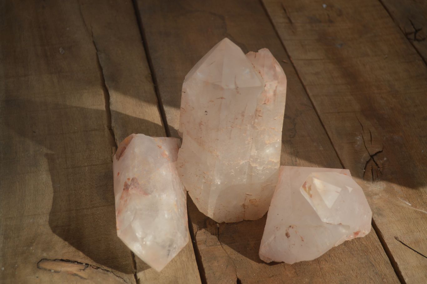 Natural Clear Rainbow Veil Quartz Crystals x 3 From Mpika, Zambia - Toprock Gemstones and Minerals 