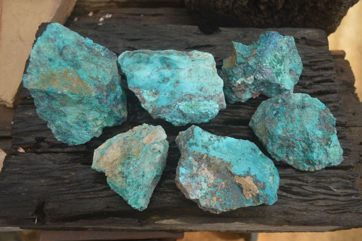 Natural Rough Shattuckite Cobbed Specimens x 6 From Kaokoveld, Namibia - Toprock Gemstones and Minerals 
