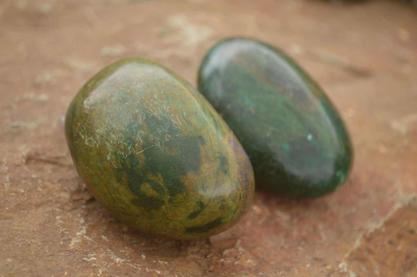 Polished Large Green Verdite Palm Stones  x 6 From Zimbabwe - TopRock