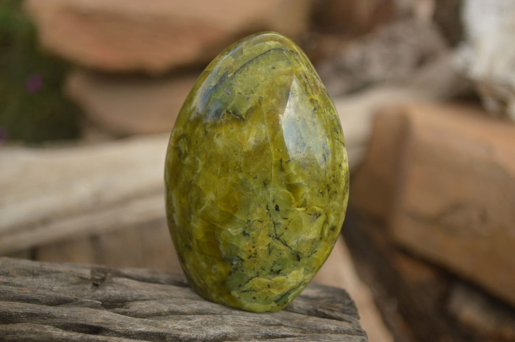 Polished  Green Opal Standing Free Forms x 6 From Madagascar - Toprock Gemstones and Minerals 