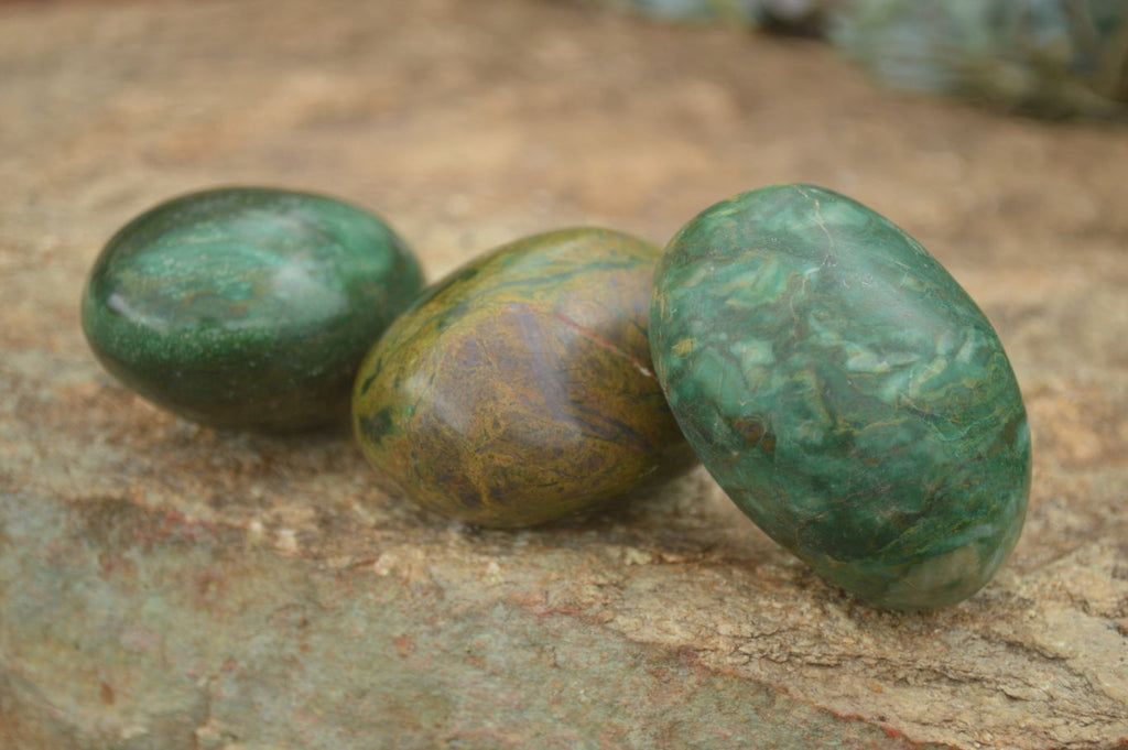 Polished Large Green Verdite Palm Stones  x 6 From Zimbabwe - TopRock