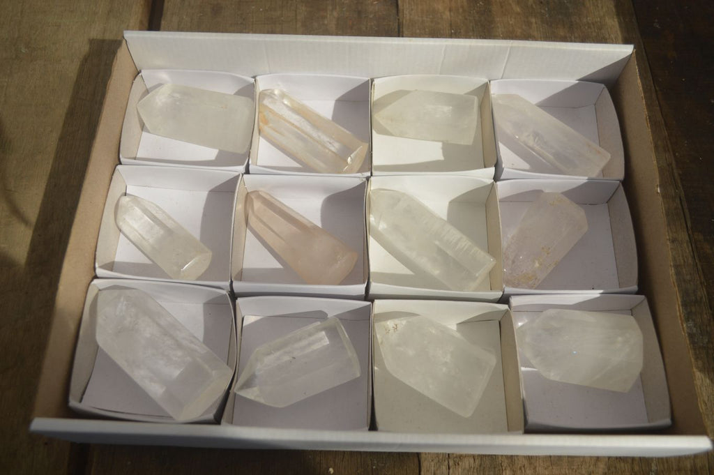 Polished Clear Quartz Crystal Points x 12 From Madagascar - Toprock Gemstones and Minerals 