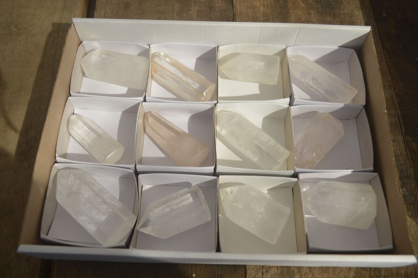 Polished Clear Quartz Crystal Points x 12 From Madagascar - Toprock Gemstones and Minerals 