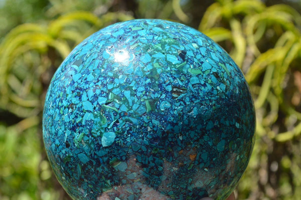Polished Large Chrysocolla Conglomerate Sphere With Azurite & Malachite x 1 From Congo - TopRock