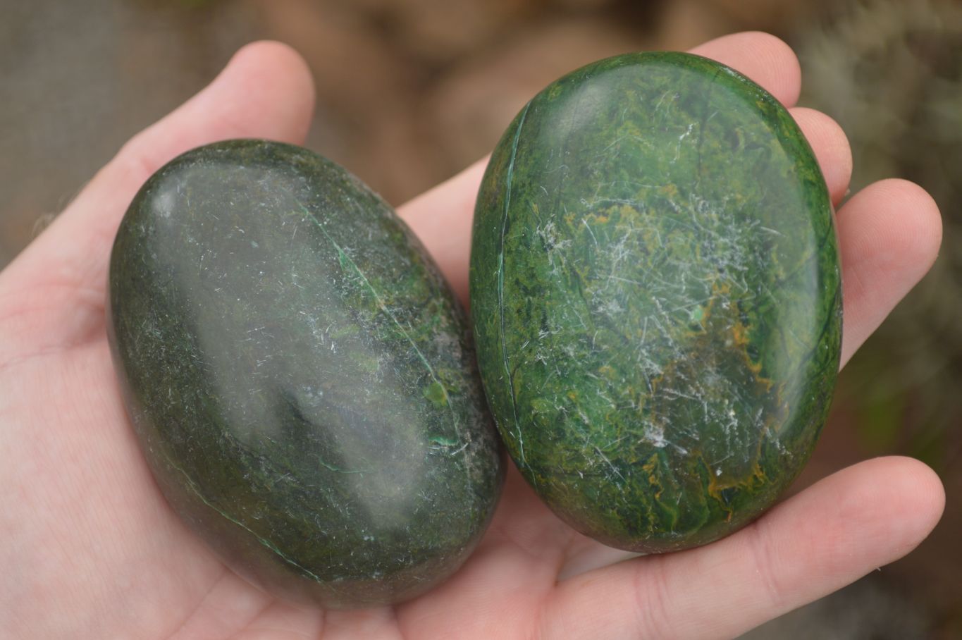 Polished Large Green Verdite Palm Stones  x 6 From Zimbabwe - TopRock
