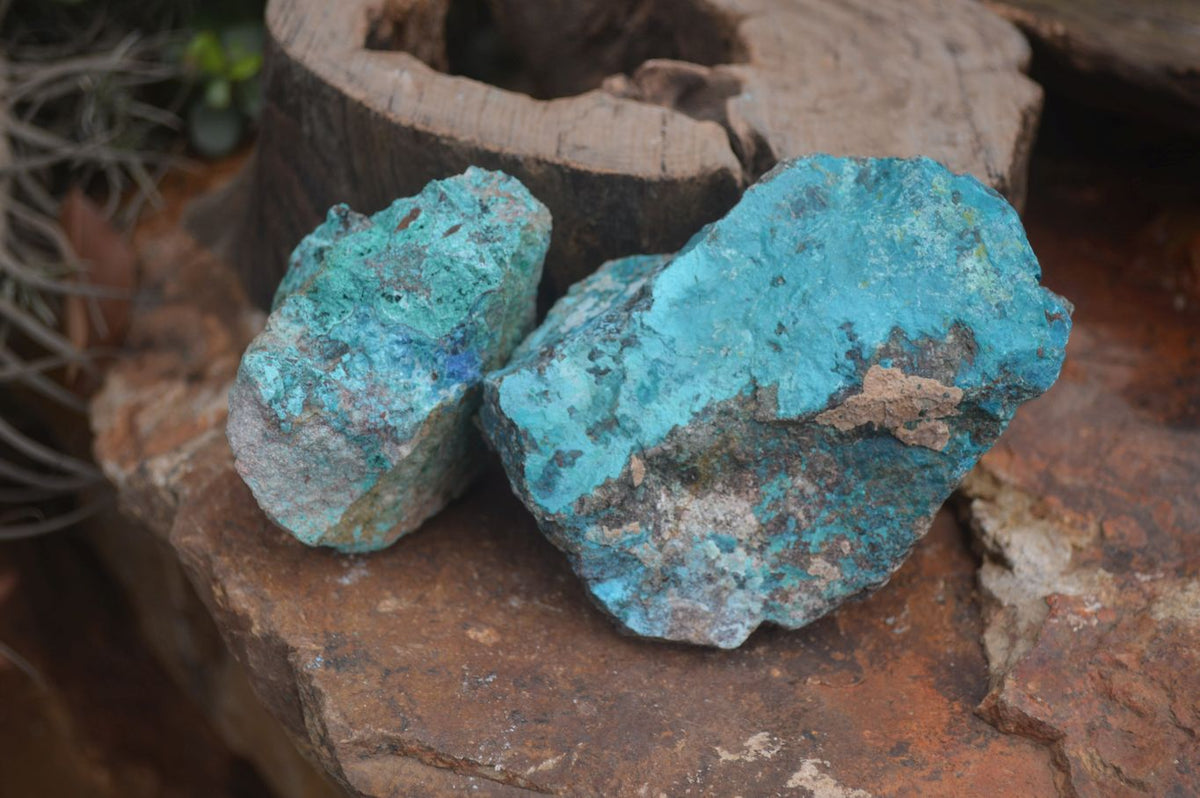 Natural Rough Shattuckite Cobbed Specimens x 6 From Kaokoveld, Namibia - Toprock Gemstones and Minerals 