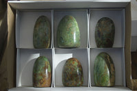 Polished Green Chrysoprase Standing Free Forms  x 6 From Madagascar - Toprock Gemstones and Minerals 