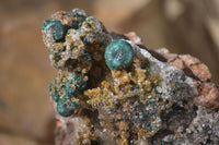 Natural Rare Ball Malachite On Drusy Quartz & Dolomite Specimens x 2 From Kambove, Congo - Toprock Gemstones and Minerals 