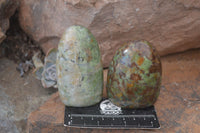Polished Green Chrysoprase Standing Free Forms  x 6 From Madagascar - Toprock Gemstones and Minerals 