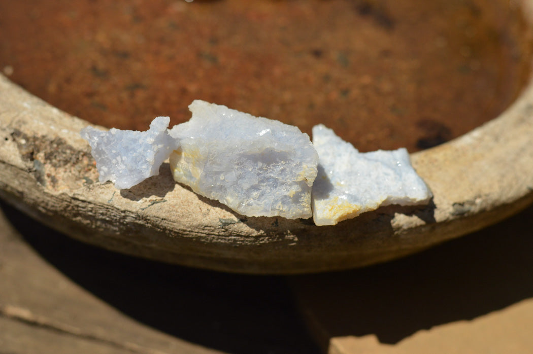 Natural Etched Blue Chalcedony Agate Specimens  x 22 From Malawi - TopRock