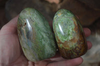 Polished Green Chrysoprase Standing Free Forms  x 6 From Madagascar - Toprock Gemstones and Minerals 