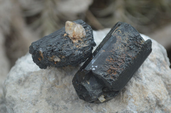 Natural Large Schorl Black Tourmaline Crystals  x 12 From Erongo, Namibia - Toprock Gemstones and Minerals 