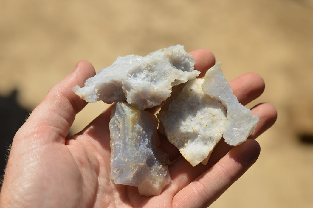 Natural Etched Blue Chalcedony Agate Specimens  x 22 From Malawi - TopRock