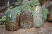 Polished Green Chrysoprase Standing Free Forms  x 6 From Madagascar - Toprock Gemstones and Minerals 