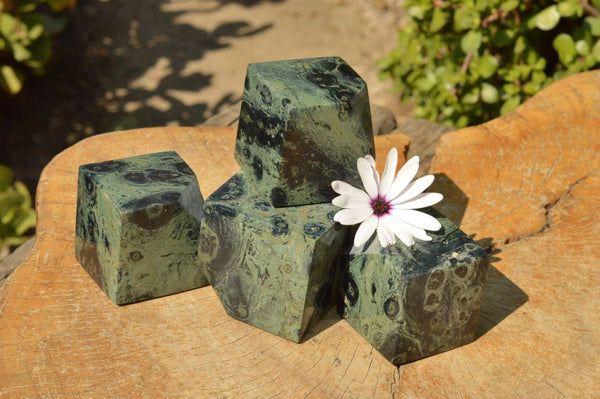 Polished Stromatolite / Kambamba Jasper Cubes (Corners Cut To Stand) x 4 From Ambatondrazaka, Madagascar - TopRock