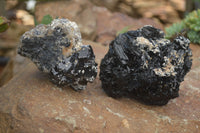 Natural Schorl Black Tourmaline Specimens  x 2 From Erongo Mountains, Namibia - TopRock