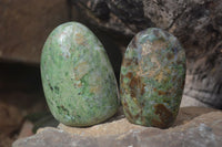 Polished Green Chrysoprase Standing Free Forms  x 6 From Madagascar - Toprock Gemstones and Minerals 