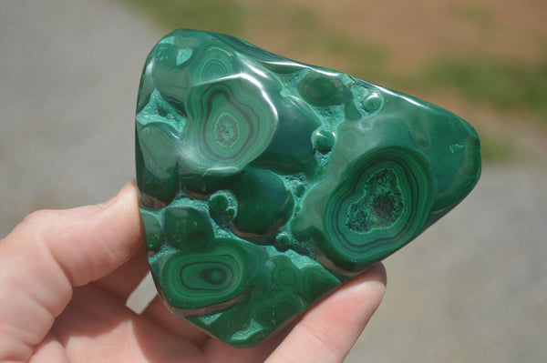 Polished Malachite Free Forms With Stunning Flower & Banding Patterns x 2 From Congo - TopRock