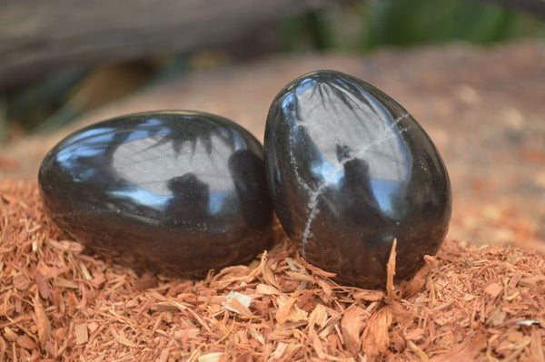 Polished Black Basalt Eggs  x 6 From Antsirabe, Madagascar