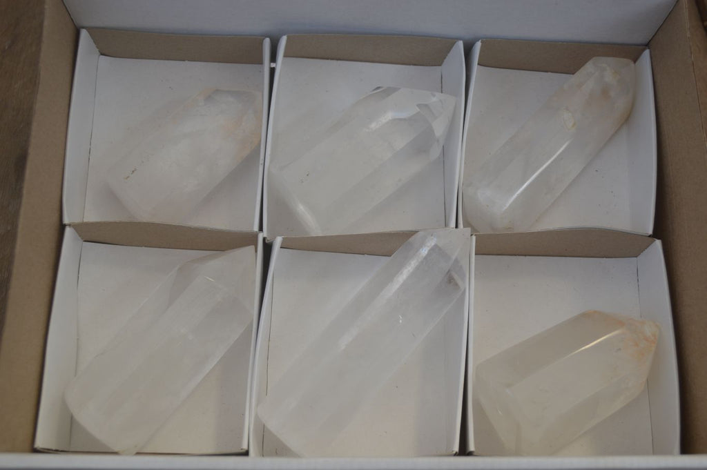 Polished Clear Quartz Crystal Points  x 6 From Madagascar - Toprock Gemstones and Minerals 