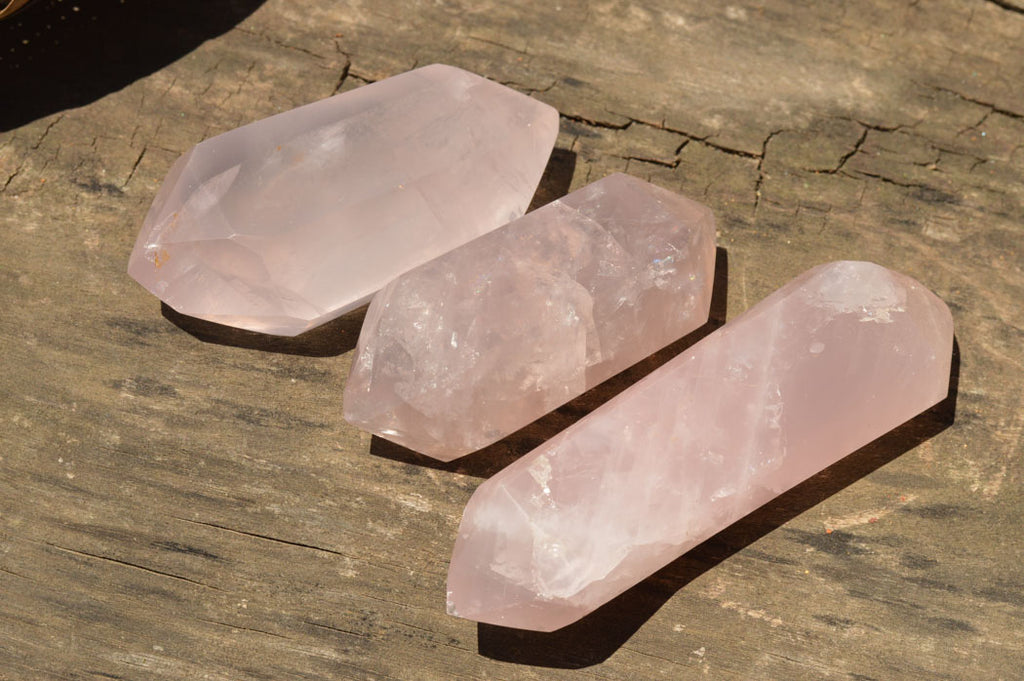 Polished Gemmy Pink Rose Quartz Double Terminated Points  x 6 From Ambatfinhandrana, Madagascar - TopRock