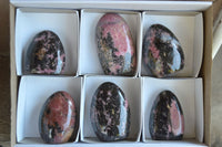 Polished Beautiful Rich Pink & Black Rhodonite Standing Free Forms  x 6 From Madagascar - TopRock
